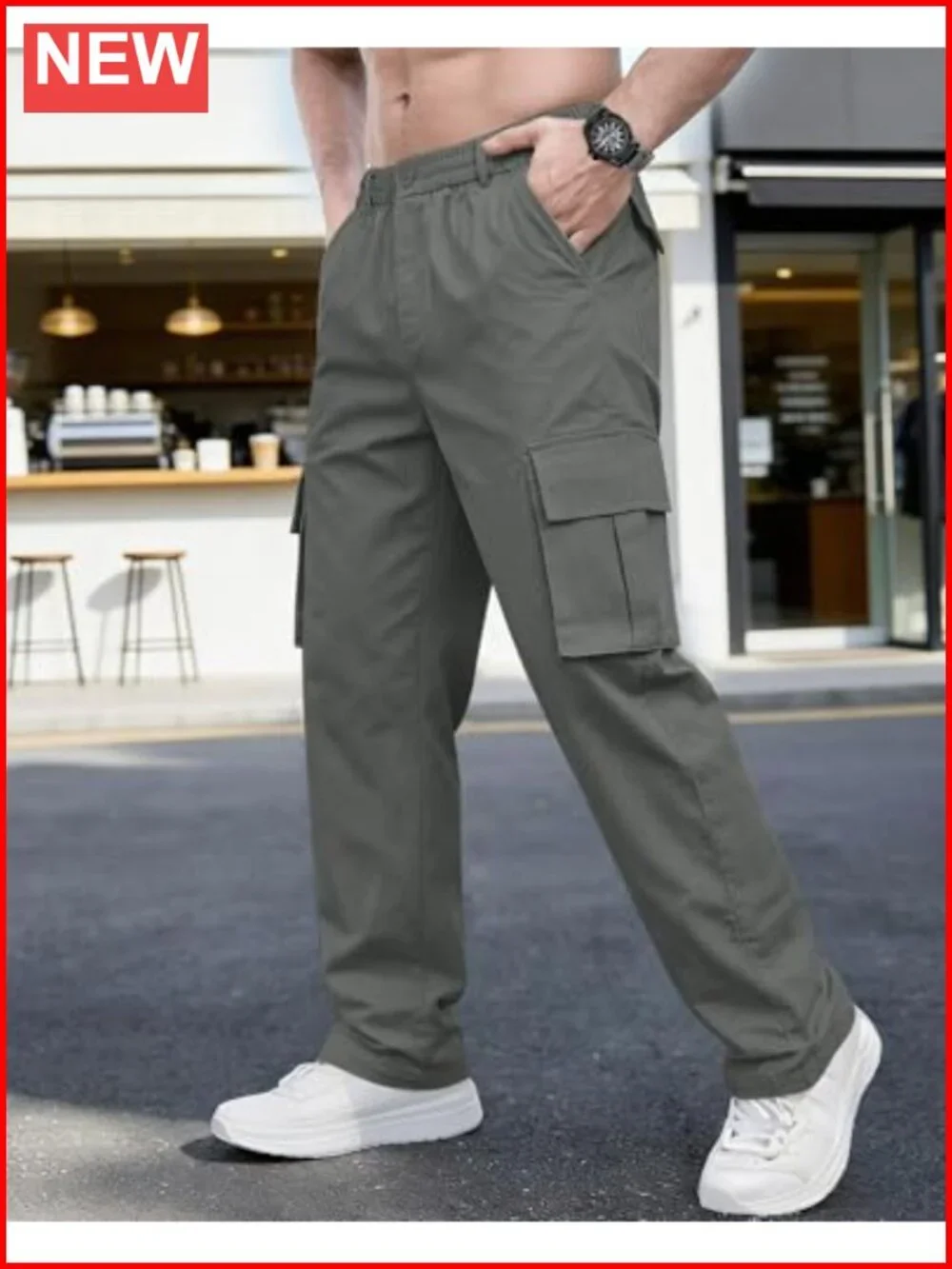 Men's Cargo Stretch Sweatpants Joggers with 6 Pockets Drawstring Waist